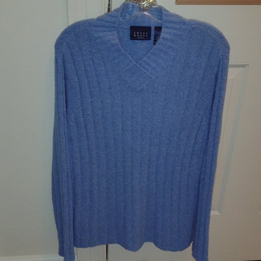 Ladies' Long-Sleeve, Slip-Over Crazy Horse Sweater, Size L